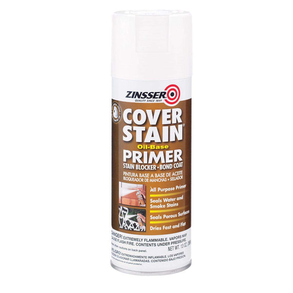 Zinsser Cover Stain White Flat Oil-Based Alkyd Spray Primer and Sealer 13 oz