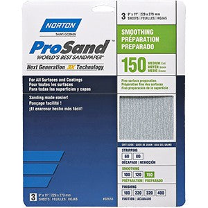 Norton ProSand 9" x 11" Sheet 3Pk 60 - 220 Grit- Paintpourri